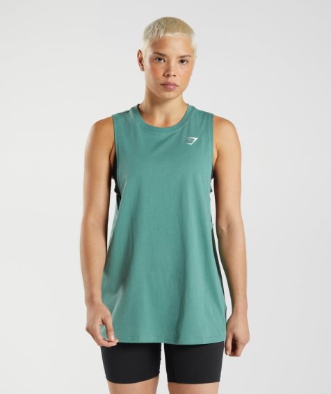 Women's Gymshark Training Drop Arm Tanks Green | CA 857N61